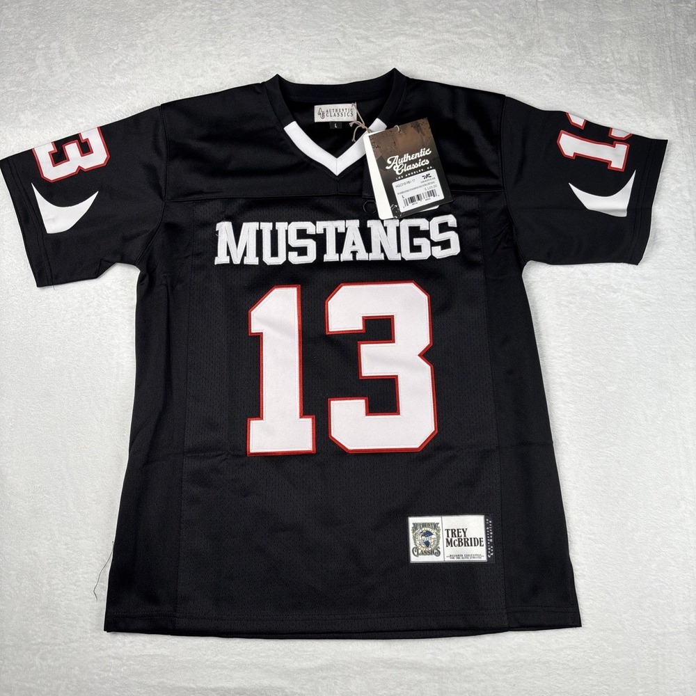 Headgear Trey McBride Mustangs Fort Morgan High School Football Jersey Black L
